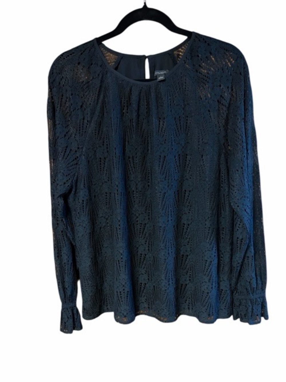 Ann Taylor Factory Crochet Lace Long Sleeve Blouse